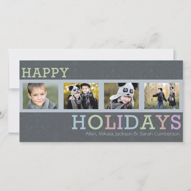 4 Photo Chic Slate Christmas Holiday Card (Front)