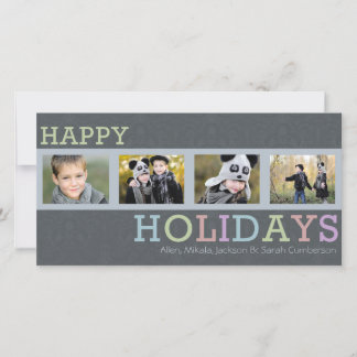 4 Photo Chic Slate Christmas Holiday Card