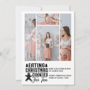 4 Photo Christmas Cookies for 2 Pregnancy  Holiday Card