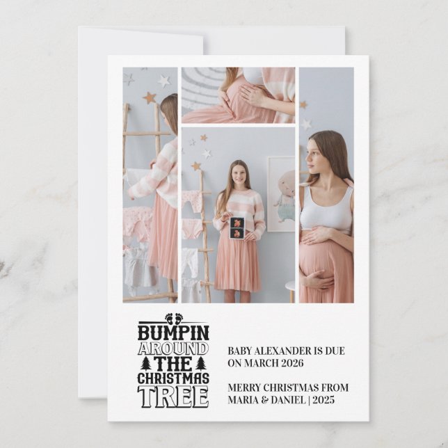 4 Photo Christmas Tree Pregnancy Announcement (Front)