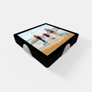 4 Photo Coaster Set Template Square Black Frame