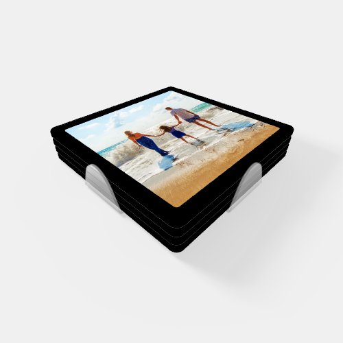 4 Photo Coaster Set Template Square Black Frame