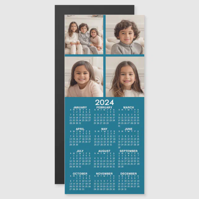 4 Photo Collage 2024 Calendar Can Edit Blue MAGNET Zazzle   4 Photo Collage 2024 Calendar Can Edit Blue Magnet Rcf05e3e786a341e7b4b2fd2fba224425 B8aau 644.webp