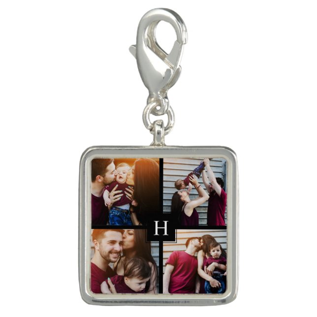 4-Photo Collage and Monogram Charm (Front)