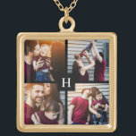 4-Photo Collage and Monogram Gold Plated Necklace<br><div class="desc">Beautiful personalized photo design perfect for mother's day,  as a wedding or anniversary gift,  graduation gift,  etc.</div>
