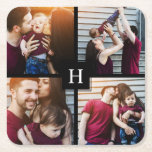 4-Photo Collage and Monogram Square Paper Coaster<br><div class="desc">Beautiful personalized photo design perfect for mother's day,  as a wedding or anniversary gift,  graduation gift,  etc.</div>