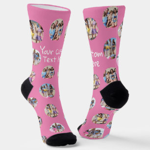 4 Photo Collage and Text Custom Personalized Socks