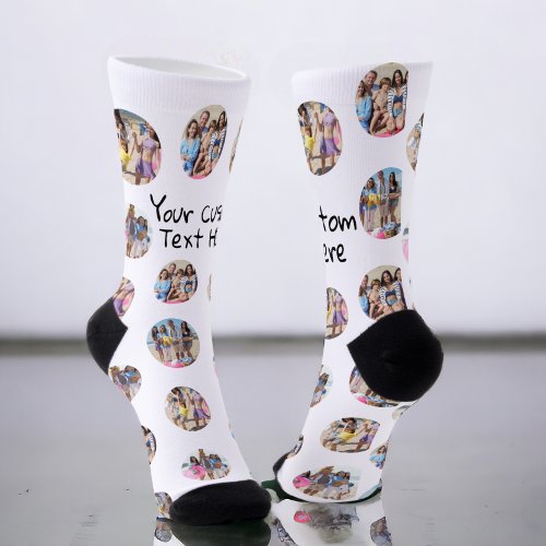 4 Photo Collage and Text Custom Personalized Socks