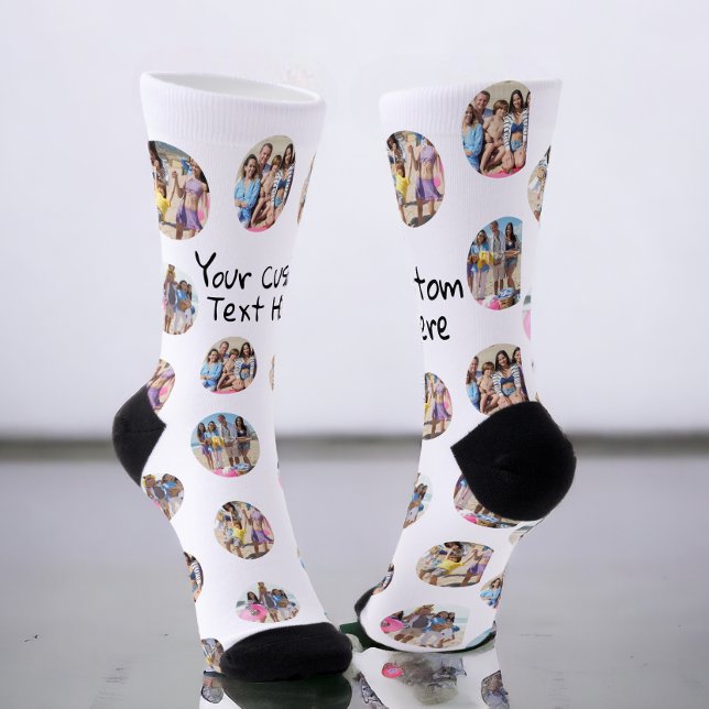 4 Photo Collage and Text Custom Personalized Socks (4 Photo Collage and Text Custom Personalized Socks from Ricaso. Add your photos and text. photo gift)
