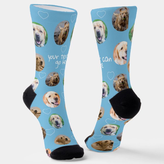 4 Photo collage and text template custom made Socks (Angled)