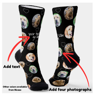 4 Photo collage and text template custom made Socks
