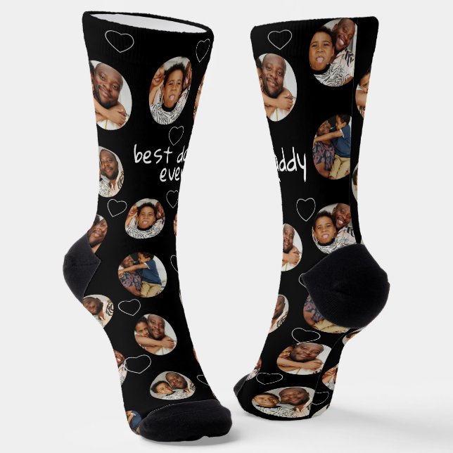 4 Photo Collage Best Daddy Ever Socks (Angled)