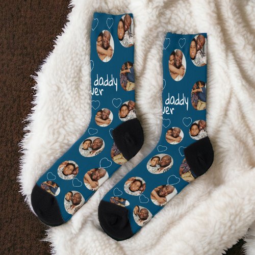 4 Photo Collage Best Daddy Ever Socks