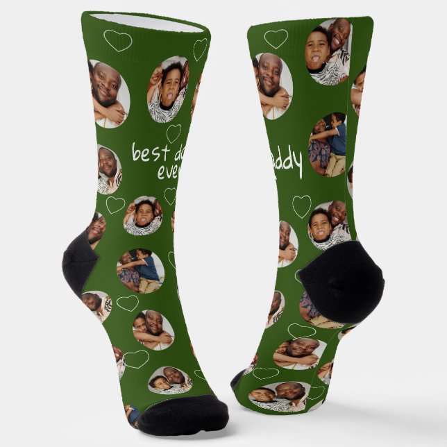4 Photo Collage Best Daddy Ever Socks (Angled)