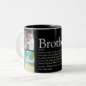 4 Photo Collage Best Ever Brother Definition Two-Tone Coffee Mug (Front Left)