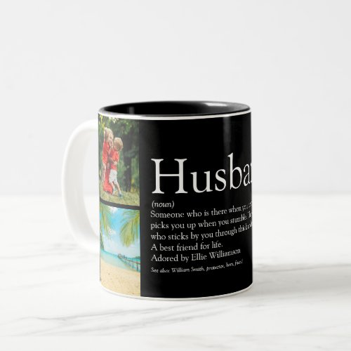 4 Photo Collage Best Ever Husband Definition Two_Tone Coffee Mug