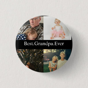 4 Photo Collage Best Grandpa Ever Button