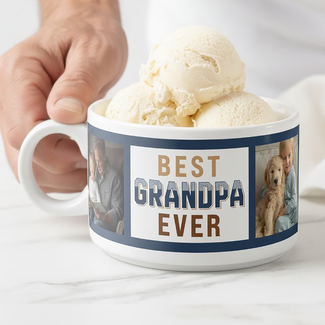 4 Photo Collage Best Grandpa Ever Ice Cream Chili Bowl (Creator Uploaded)