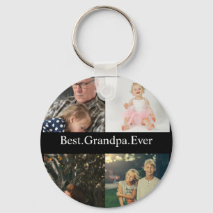 4 Photo Collage Best Grandpa Ever Keychain