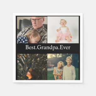 4 Photo Collage Best Grandpa Ever Napkins