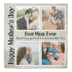 4 Photo Collage Best Mom Ever Duvet Cover