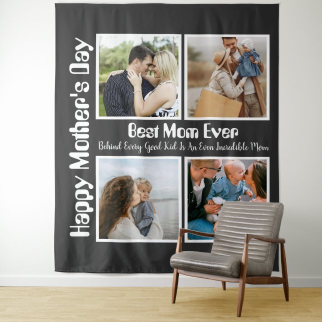 4 Photo Collage Best Mom Ever Tapestry (In Situ)