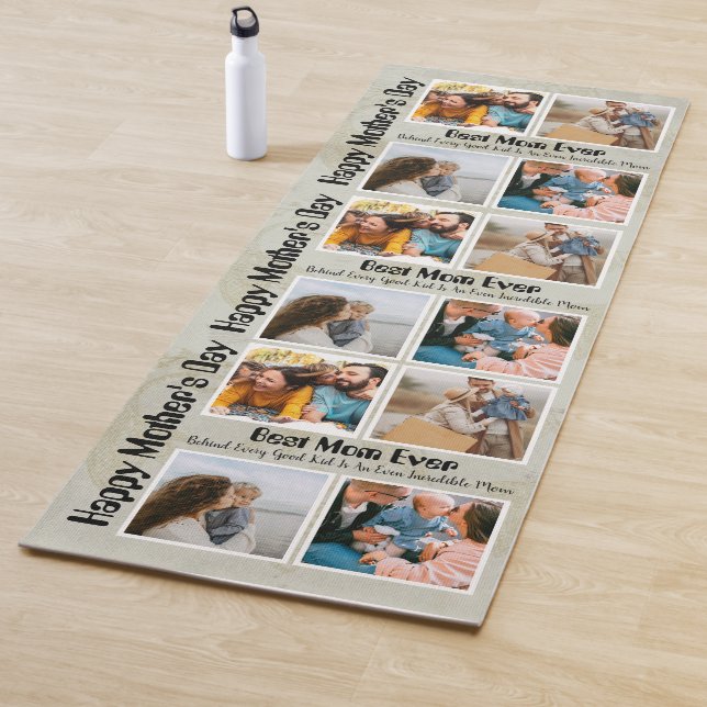 4 Photo Collage Best Mom Ever Yoga Mat (In Situ)