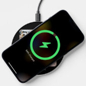 4 Photo Collage - Black Rounded Square Custom Text Wireless Charger (Phone)