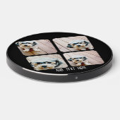 4 Photo Collage - Black Rounded Square Custom Text Wireless Charger (Front 2)