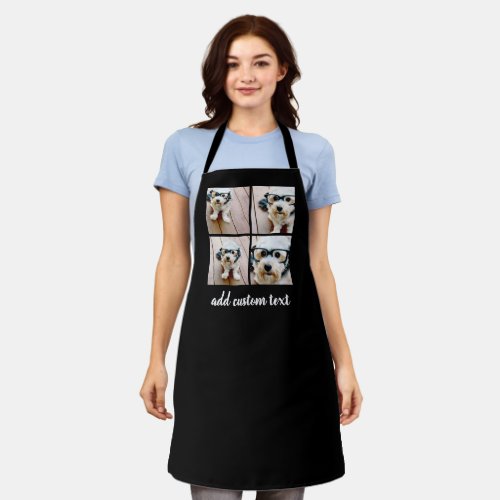 4 Photo Collage _ black with handwritten font text Apron