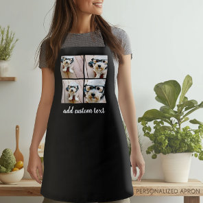 4 Photo Collage - black with handwritten font text Apron