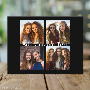 4 Photo Collage - Black with White Text Postcard