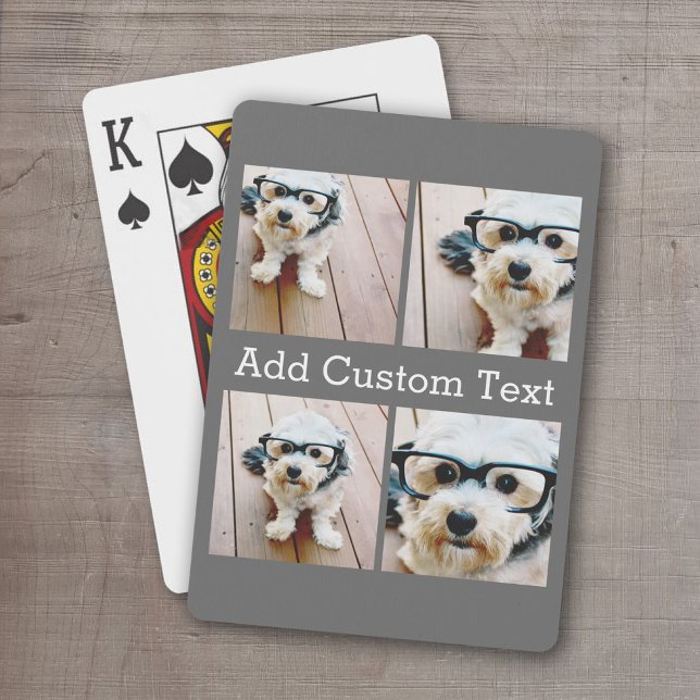 4 Photo Collage - Choose YOUR BACKGROUND COLOR Poker Cards (Personalized Playing Cards - 4 Photos)