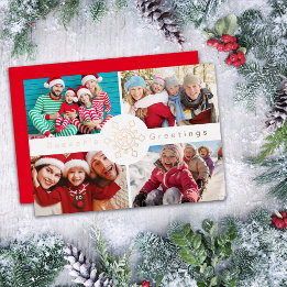 4 Photo Collage Christmas Foil Holiday Card
