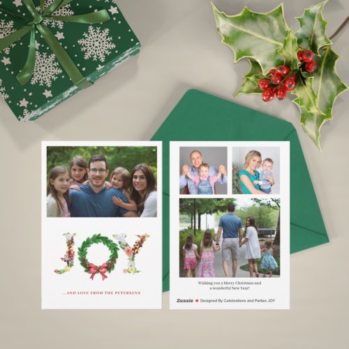 4 photo collage Christmas joy family Holiday Card