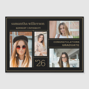 4 Photo Collage Congrats Graduate Magnetic Card