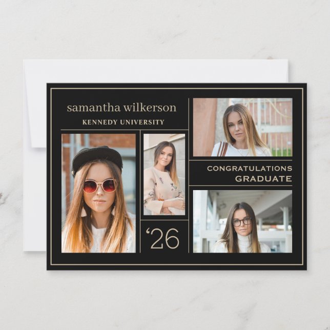 4 Photo Collage Congratulations Graduate  Note Card (Front)