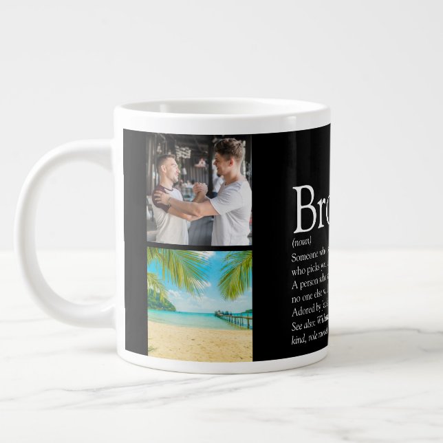 4 Photo Collage Cool Best Ever Brother Definition Giant Coffee Mug (Left)