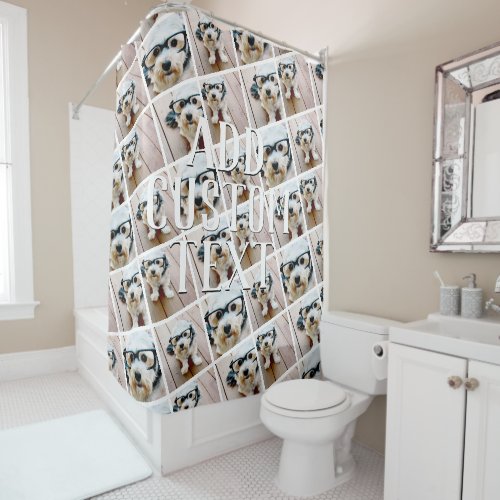 4 Photo Collage Crazy All Over _ Can Edit Color Shower Curtain