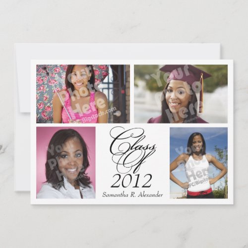 4-Photo Collage Custom Graduation Announcement