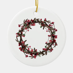 4 Photo Collage Custom Holiday Greetings Family Ceramic Ornament