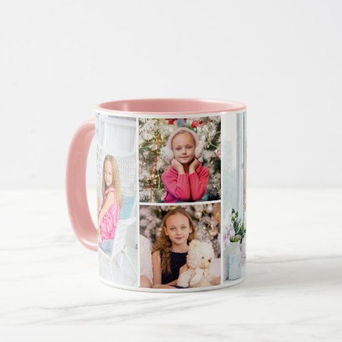 4 Photo Collage Custom Text Mothers Day Abstract Mug