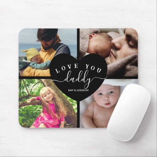 4 Photo Collage Custom Text Personalized Daddy  Mouse Pad