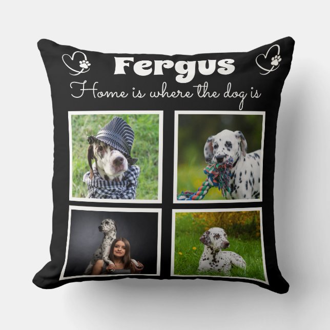  4 photo collage - customized pet family memory  throw pillow (Front)