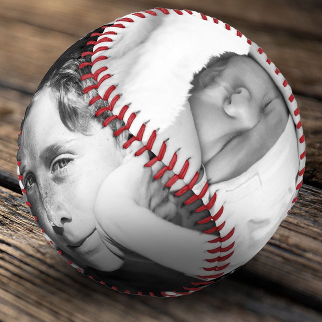 4 Photo Collage & Dates | Fathers Day Dad Keepsake Baseball (Creator Uploaded)