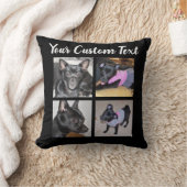 4 Photo Collage | Dog  Black Throw Pillow (Blanket)