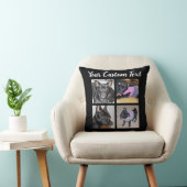 4 Photo Collage | Dog  Black Throw Pillow (Chair)