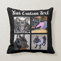 4 Photo Collage | Dog  Black Throw Pillow