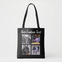 4 Photo Collage | Dog Black Tote Bag