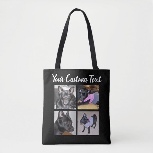 4 Photo Collage  Dog Black Tote Bag